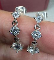 Boucles d'oreille argent diamants de moissanite de 1,8  ct
