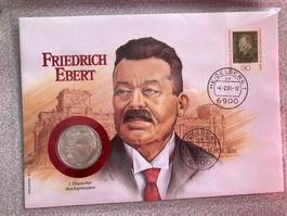 1991 Münzbrief  FRIEDRICH EBERT mit 5 DM Silber