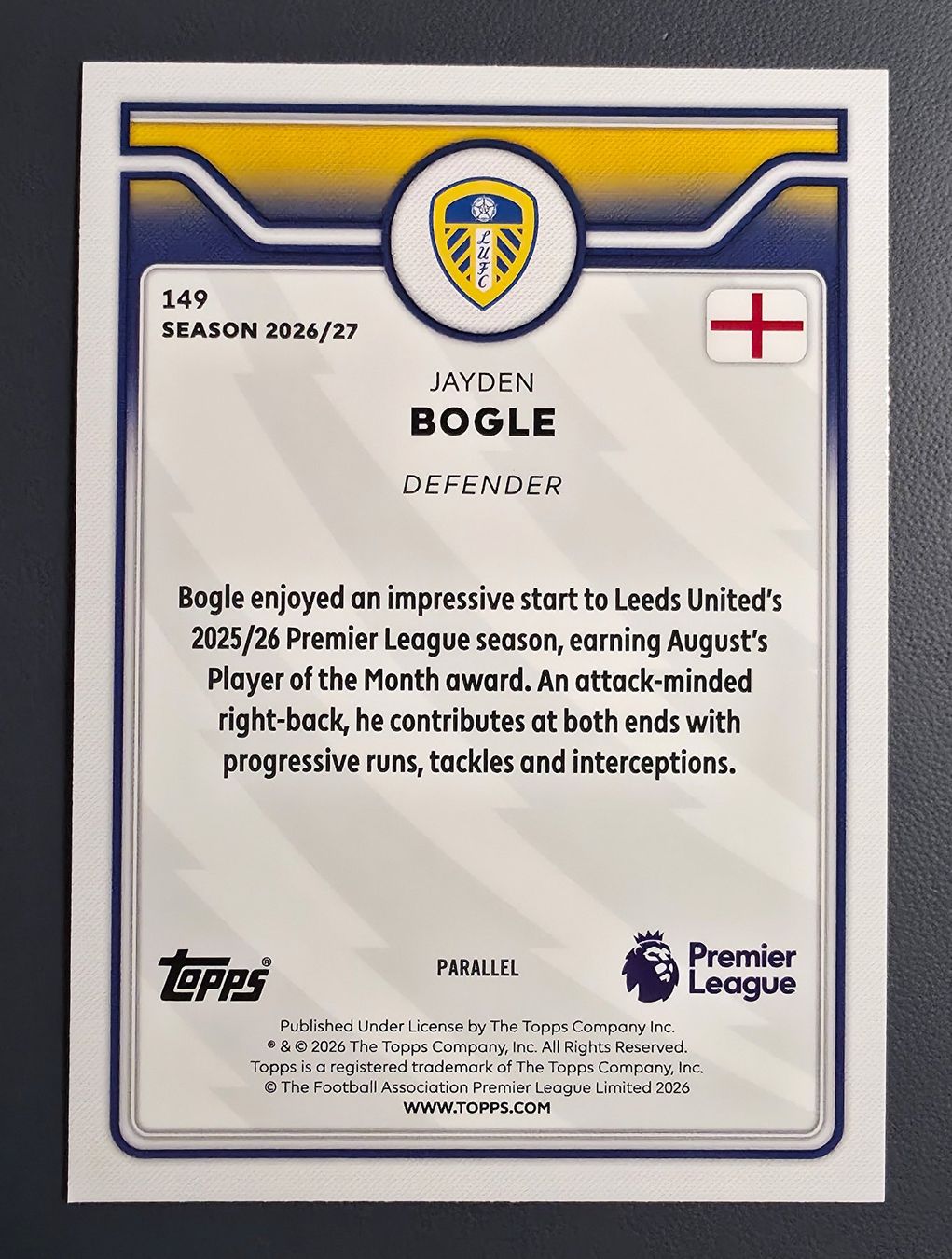 Topps Carte collezionabili: Jayden Bogle, Parallel, Topps Premier League 2026/2027, 149 – Nuovo (secondo la descrizione) da Zürich venduto da StickerPatron 1