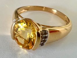 Silberring 925 vergoldet – Traum Citrin in goldener Pracht