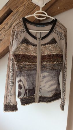 Strickjacke LULU-H braun gemustert mit Reissverschluss