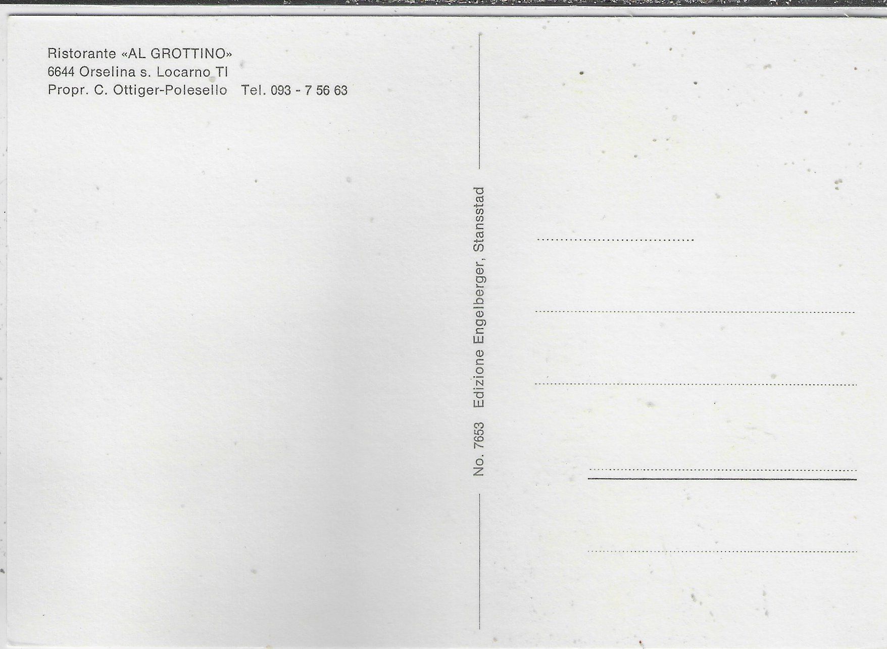 Cartoline postali: Restaurante "Al Grotto" Orselina – Usato da Ettingen venduto da Kartenplanet 1