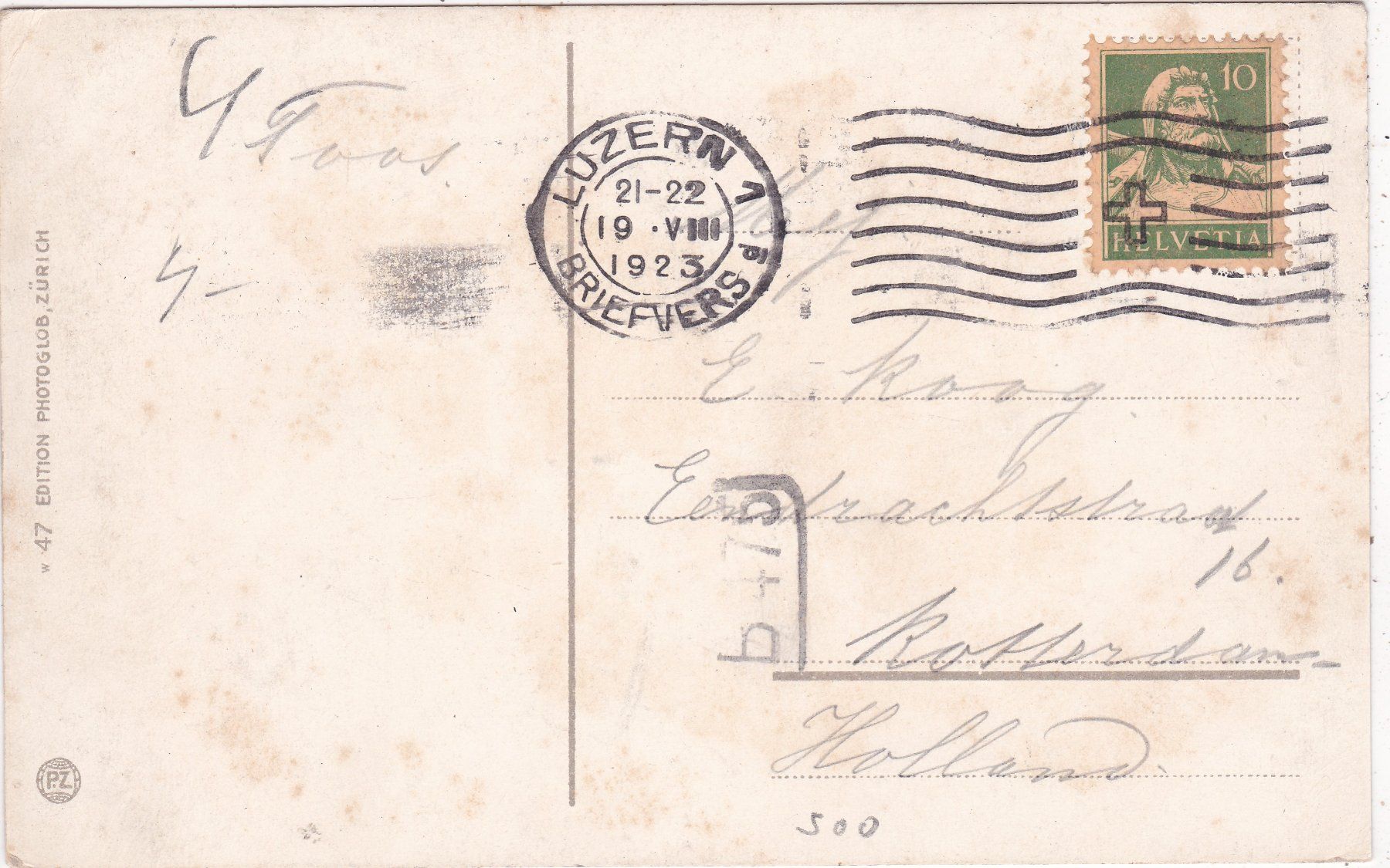 Cartes postales: Luzern mit Schweiz. Unfallversicherung 1923 – D'occasion à Herisau par Lisegrat2008 1