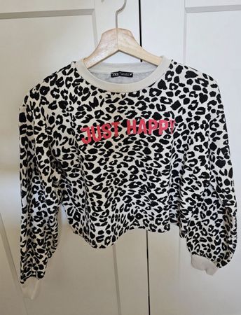 Zara Pullover Leo-Muster, Leopard schwarz weiss Grösse S