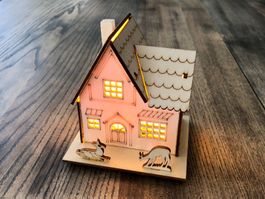 Deko Häuschen mit Licht Holzhaus