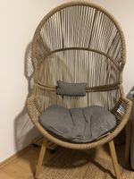 Korb-Sessel mit Kissen beige grau ungebraucht