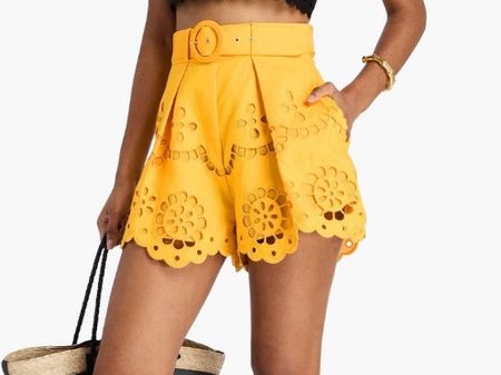 Zimmermann Yellow Broderie Shorts new
