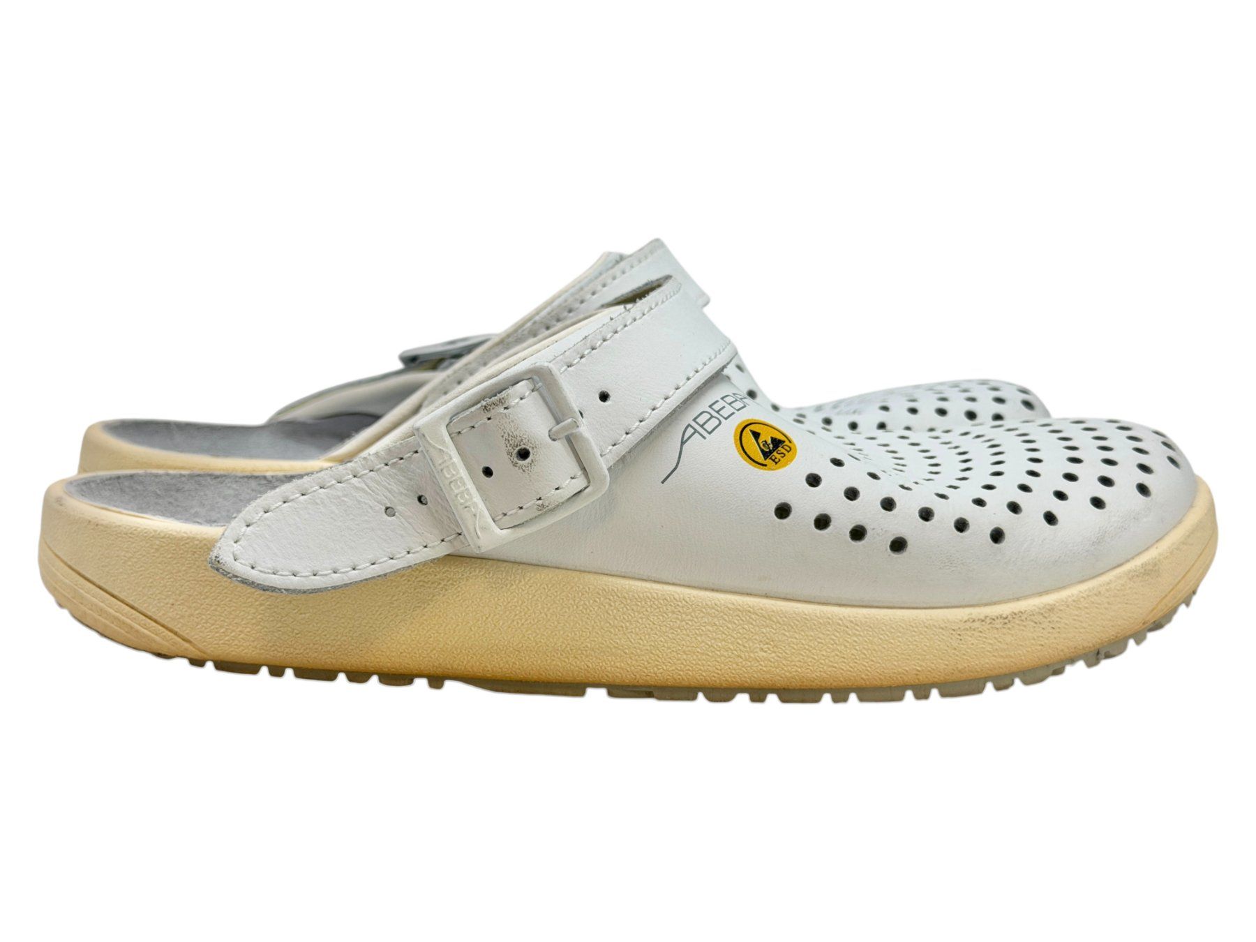 Scarpe da uomo: Sabots Abeba en cuir blanc, Pointure 40 – Usato da Morges venduto da objetsdepoque 4