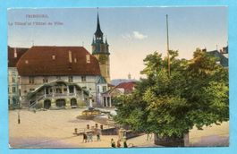 Fribourg 1921 - Le Tilleul et l'Hôtel de Ville