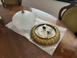 Deckenleuchte Messing Glas Kristallmuster gebraucht 30cm
