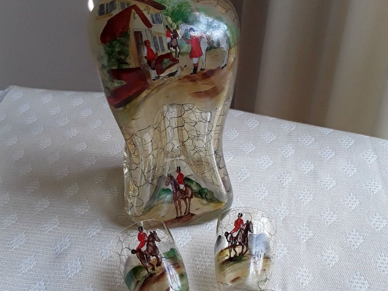 Caraffe: Schnapskaraffe ANTIK plus 4 Gläser Handmade ca 1900 – Usato da Zürich venduto da helsan 6