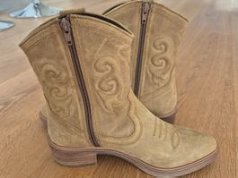 Cowboy Boots für Damen in beige, Grösse 38, ungetragen
