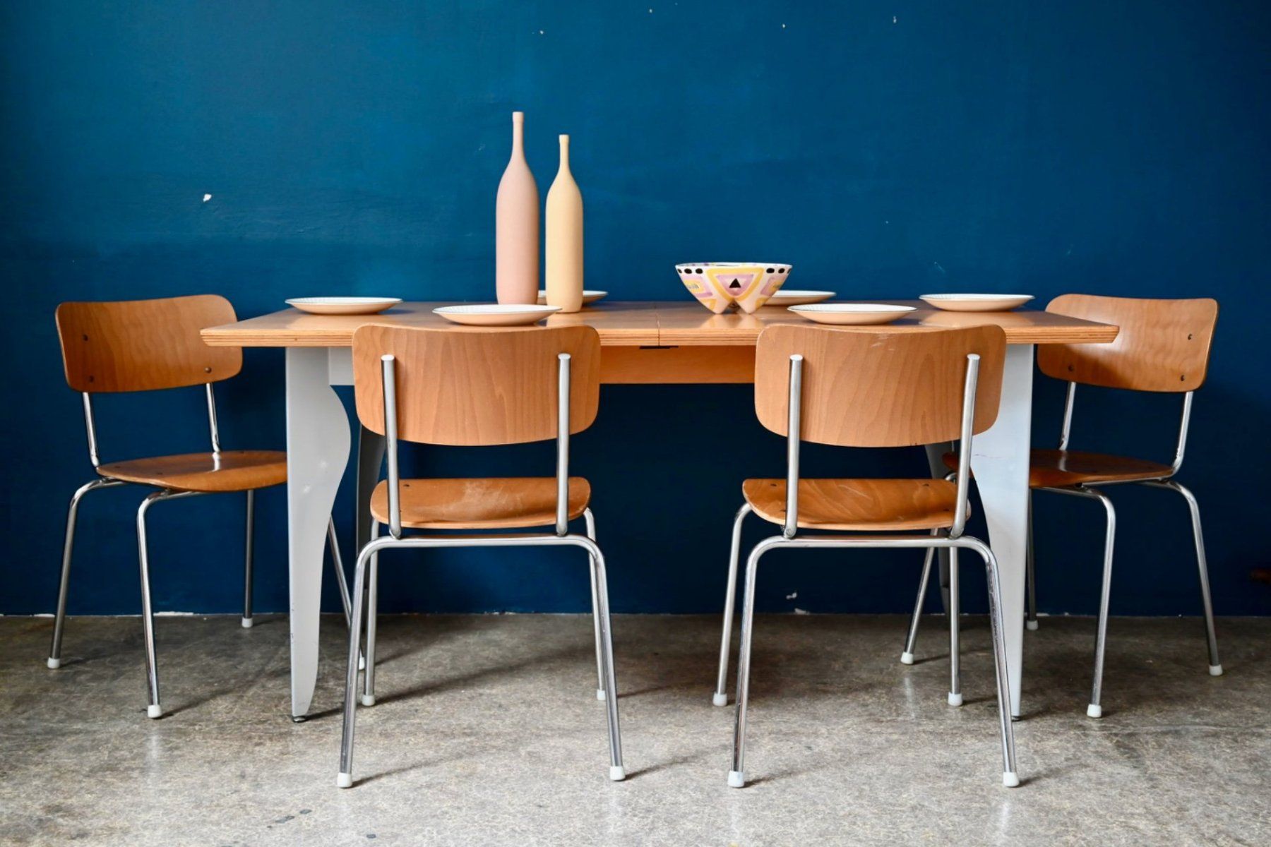 Tables: Table extensible Design 90s bois et acier – D'occasion à COLMAR par Sophiebellelurette 1