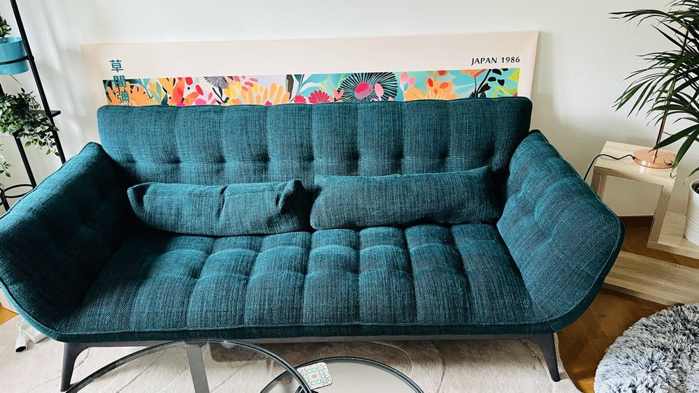 Canapé 2 places en velours côtelé vert Rune | Maisons du Monde