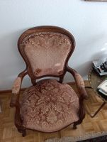 Sessel Louis XV Stil Brokat Holz braun guter Zustand