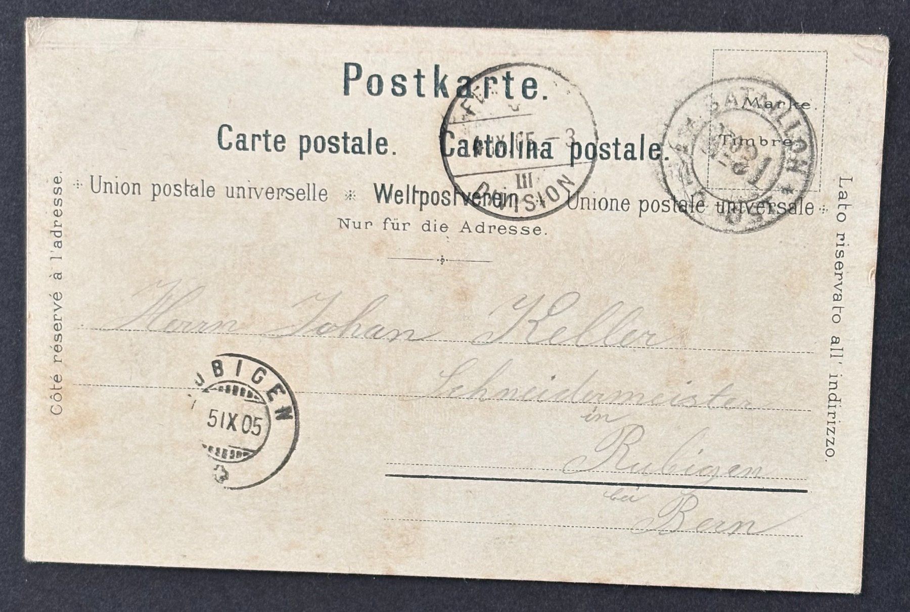 Cartoline postali: ANSICHTSKARTE SCHWEIZER ARMEE DIVISIONS STAB IM FELDE 1905 – Usato da Ostermundigen venduto da crazy-horse-1840 1