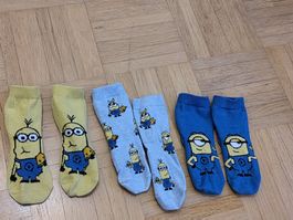 Coole Minions Socken, 3 Paar Grösse 24-26