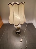 Tischlampe Keramik mit Blumenmuster und Stoffschirm
