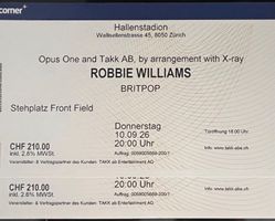 Robbie Williams Zürich - Front Row Stehplätze - Party Total!