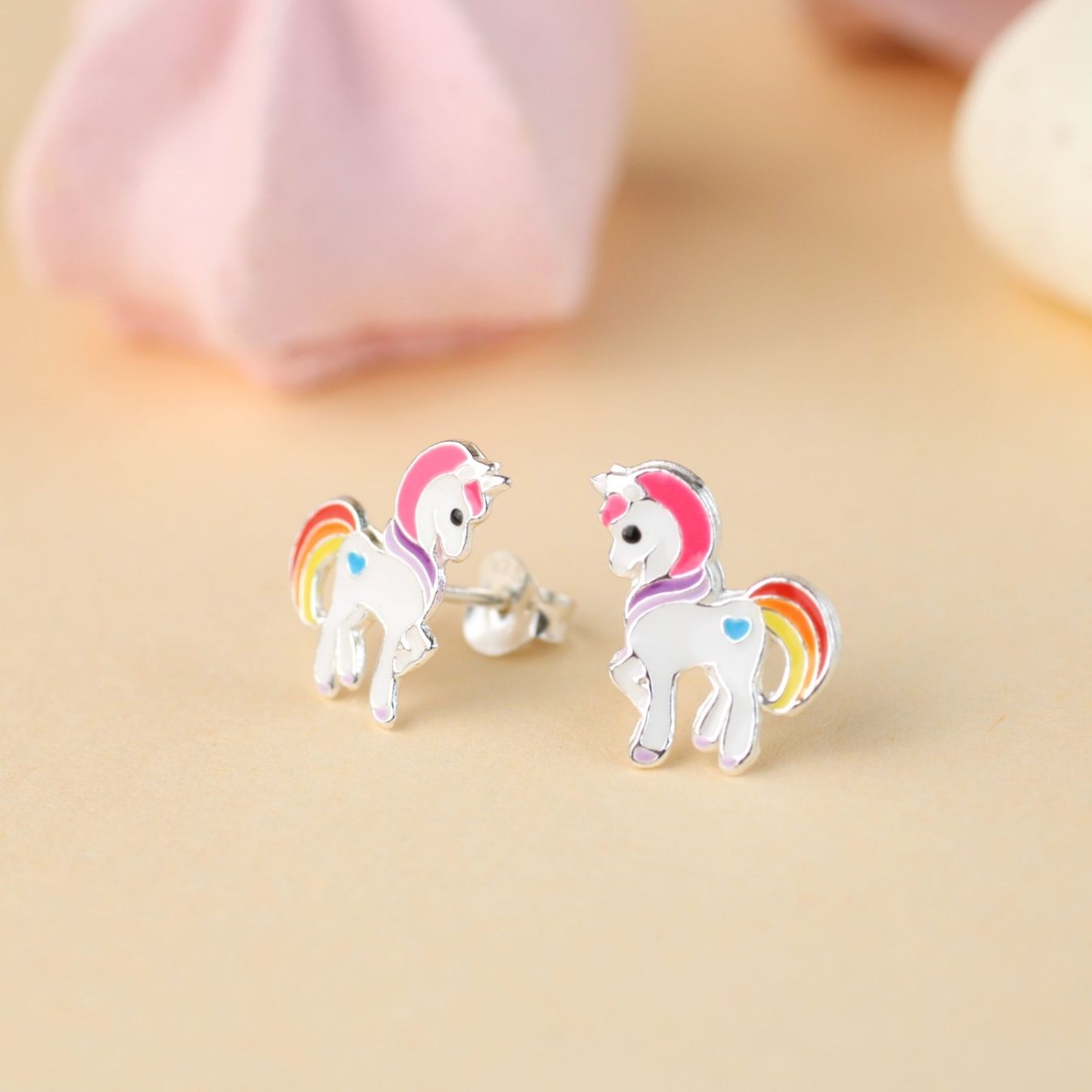 Orecchini pendenti & Orecchini a lobo: Kinder Ohrringe pinkes EINHORN 925 Silber – Nuovo e nell'imballaggio originale da Stallikon venduto da Bergli18 4