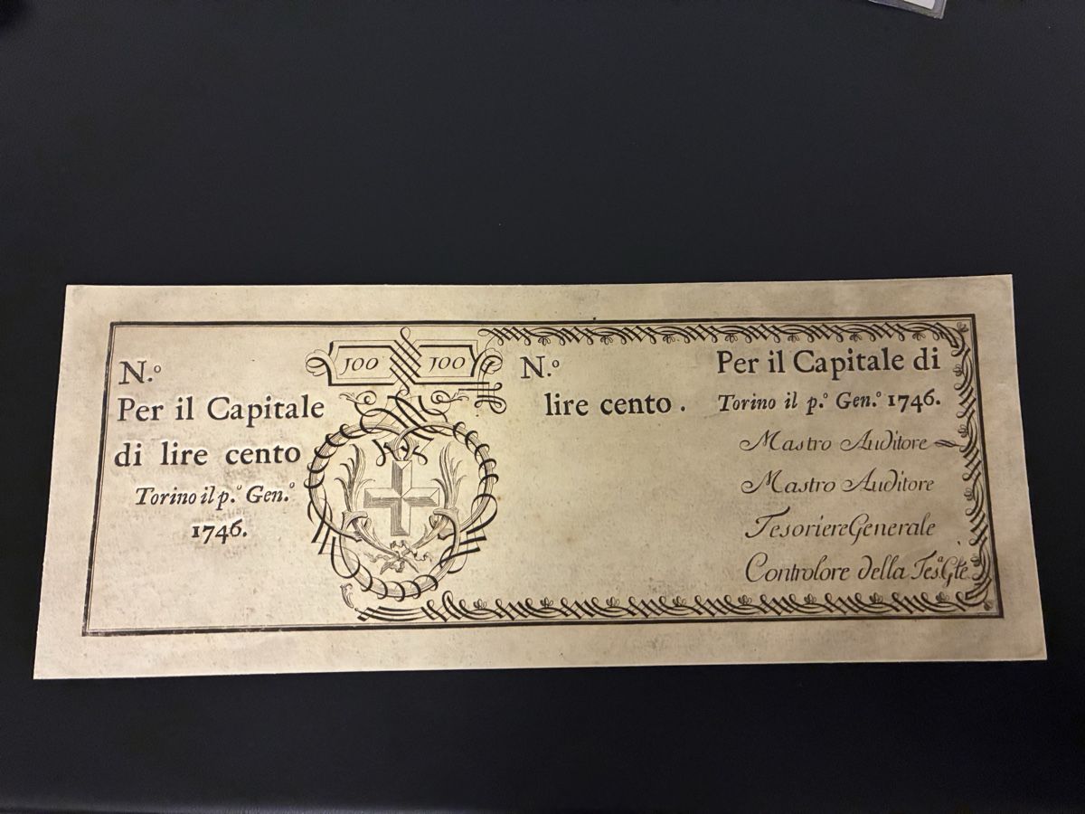 Billets de banque: Torino, 100 lire, 1746 – Neuf (Voir description) à Dällikon par Woldbanknoten 1