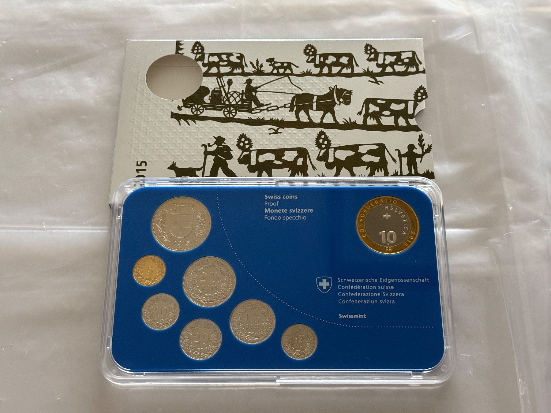 Tutti le monete: Schweizer Münzsatz  2015  Polierte Platte – Nuovo e nell'imballaggio originale da Wallisellen venduto da SWISS_SILVER1 2