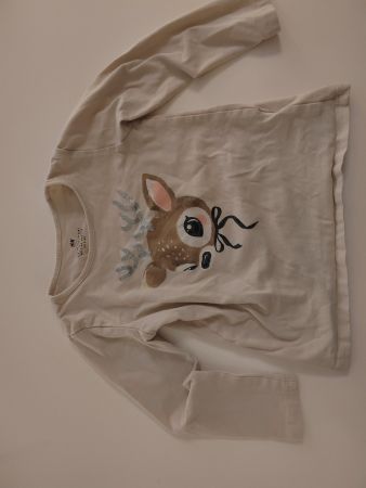 Langarmshirt H&M, Reh, beige, Grösse 98-104, guter Zustand