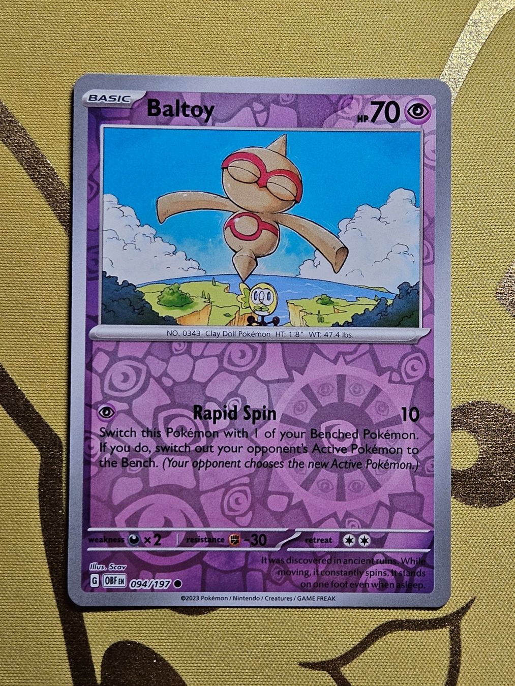 Pokémon Carte collezionabili: Obsidian Flames - Baltoy 94/197 EN – Usato da Bellinzona venduto da Pokemarco