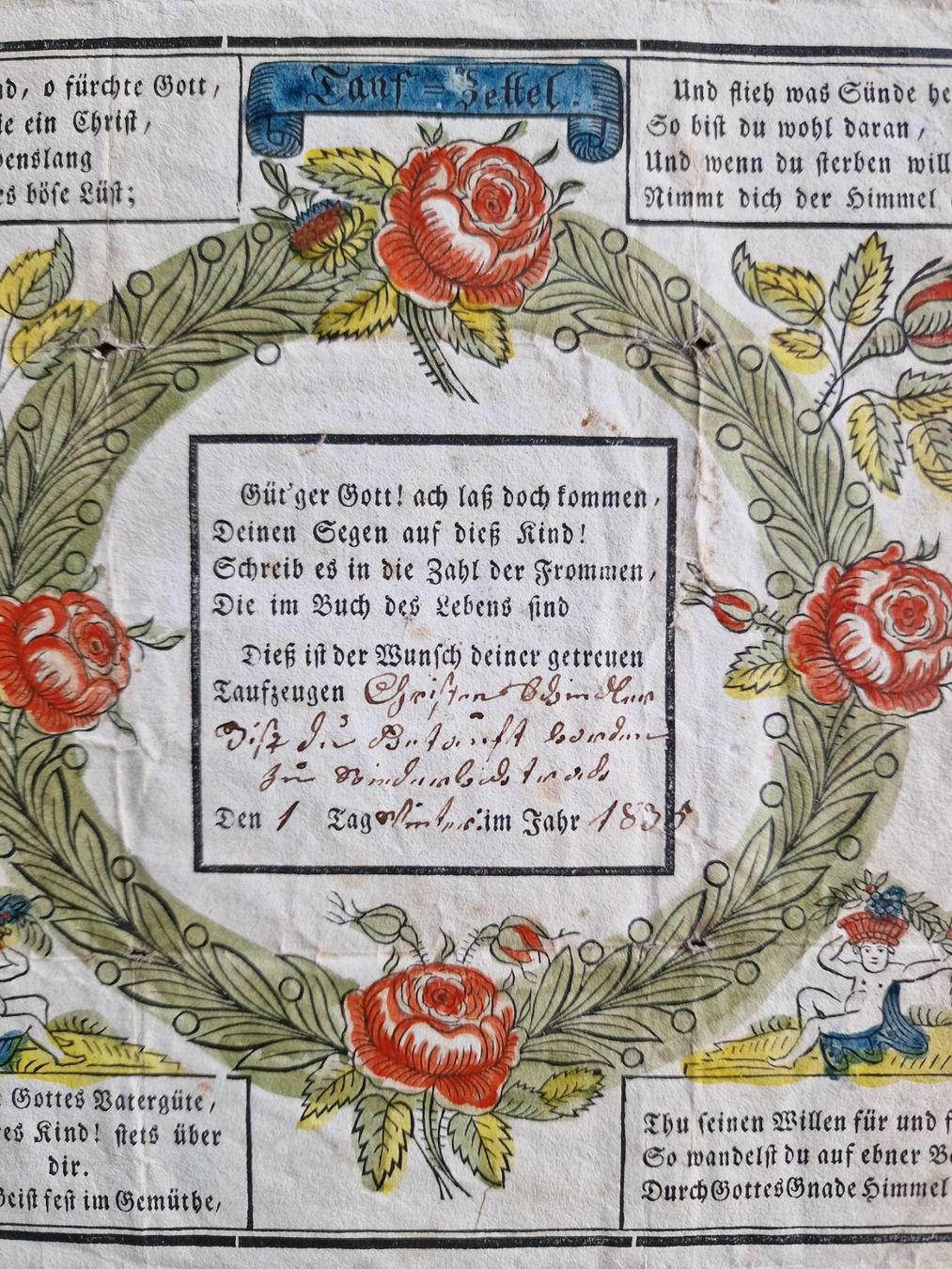 Documenti: Berner Taufzettel von 1835 – Usato da Röthenbach i. E. venduto da Heureka5 1
