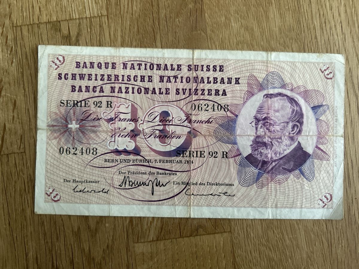 Banconote: Schweizer 10-Franken-Note, 1974 – Usato da Sattel venduto da usch6417