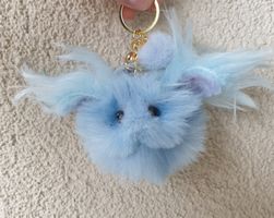 Flauschiger Schlüsselanhänger Hase Kaninchen Pompon neu