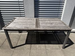 Gartentisch Holz Metall dunkelgrau 180x90cm gebraucht