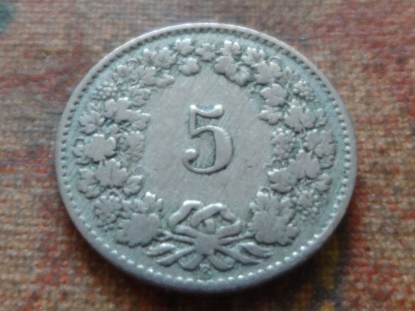 Alle Münzen: 5 Rp. 1889 – Gebraucht aus Romanel-sur-Lausanne von Swift13 1
