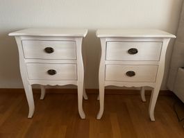 2er Set Nachttischli, Shabby Chic, Weiss *Top Zustand*