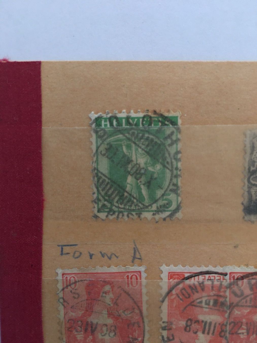 Alle Briefmarken: Diverse antike Briefmarken Schweiz um 1908 – Gebraucht aus Adligenswil von Treegarden 1