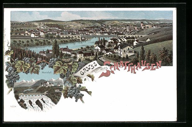 Ansichtskarten: Litho Schaffhausen, Teilansicht mit Br – Gebraucht aus Berlin von bartko-reher