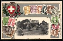 Kriens, Hotel Sonnenberg mit Briefmarken