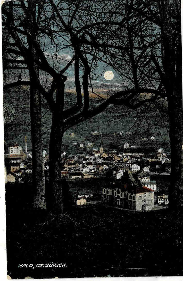 Cartoline postali: Wald 1924 mit Mond – Usato da Sulz AG venduto da Oberdanne8