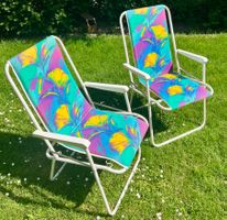 2er Set Vintage Campingstühle mit Armlehnen
