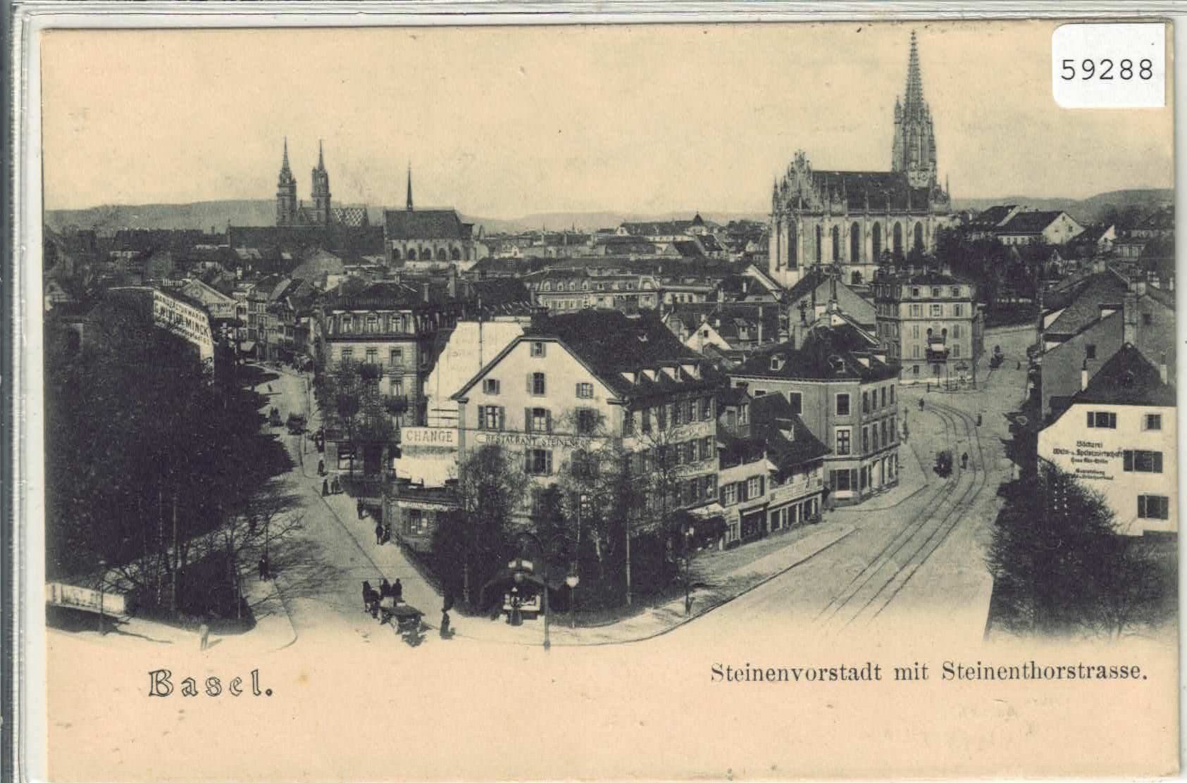 Cartes postales: Basel - Steinenvorstadt mit Steinenthorstrasse – D'occasion à Ettingen par Kartenplanet