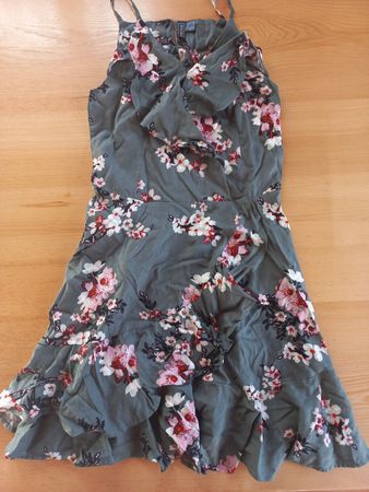 Rainbow Sommerkleid Gr. 34 Blumenkleid Wickelkleid grün rosa