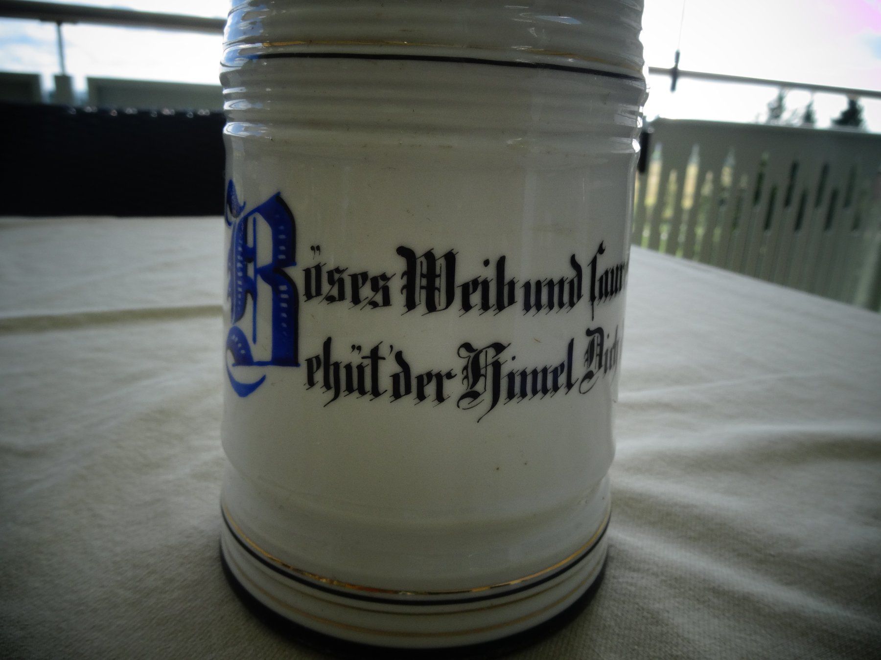 Bicchieri: Alter Bierkrug mit Zinndeckel mit  Spruch – Usato da Neerach venduto da jenny062