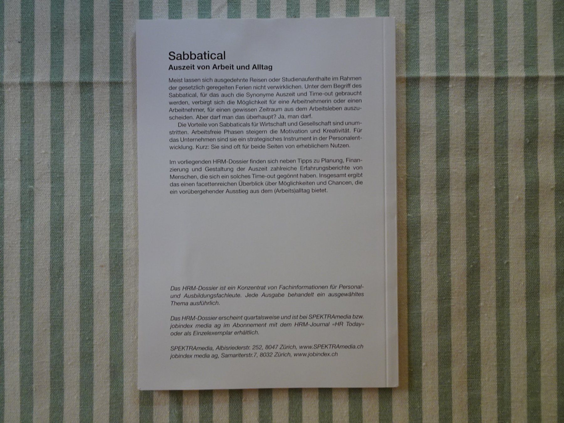 Libri: Daniela Zacheo - HRM-Dossier - Sabbatical - B1067 – Usato da Küssnacht am Rigi venduto da Bookslove-Divers 1