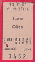 KARTON BILLETT, LUZERN - OLTEN, 2.KLASSE, EINFACH