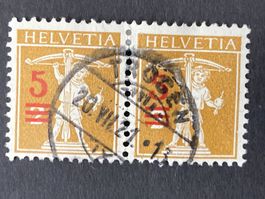 Schweiz 1921 Tellknabe Paar 5a2 Vollstempel TROGEN 20.VII.21