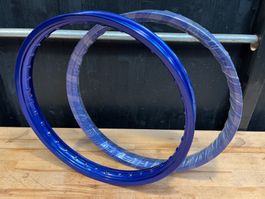 2 Stück 1.40 x 17" Speichen-Felgenring Alu blau Mofa ⑤ №44