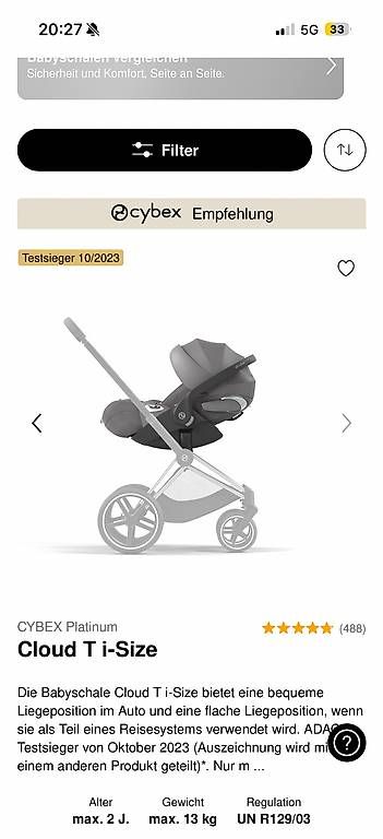 Sièges auto: Cybex Platinum Cloud Babyschale – D'occasion à St. Gallen par lid_cc7q 4