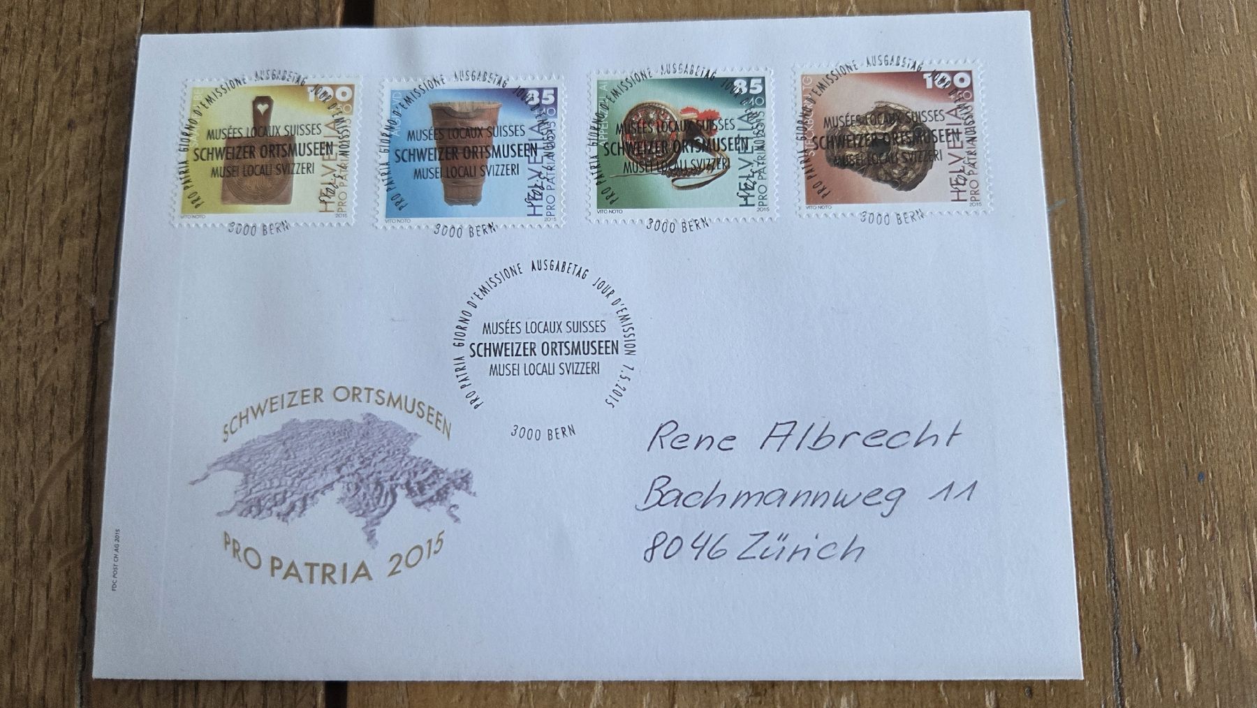 Tutti i francobolli: 2015 FDC Vollstempel Pro Patria – Usato da Arni AG venduto da Moth68