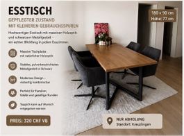 Esstisch Holzoptik Metallgestell 180x90cm gebraucht