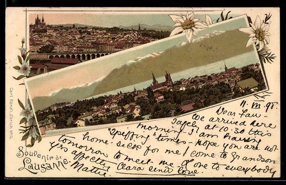 Ansichtskarten: AK Lausanne, Panorama, 1898 – Gebraucht aus Berlin von bartko-reher